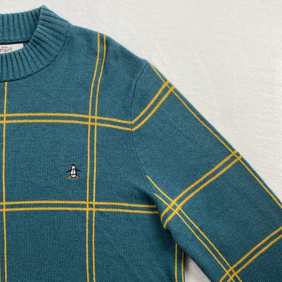 Original Penguin Windowpane Mock Neck Wool Blend Yarn Knit LS Pullover Sweater - Picture 8 of 14